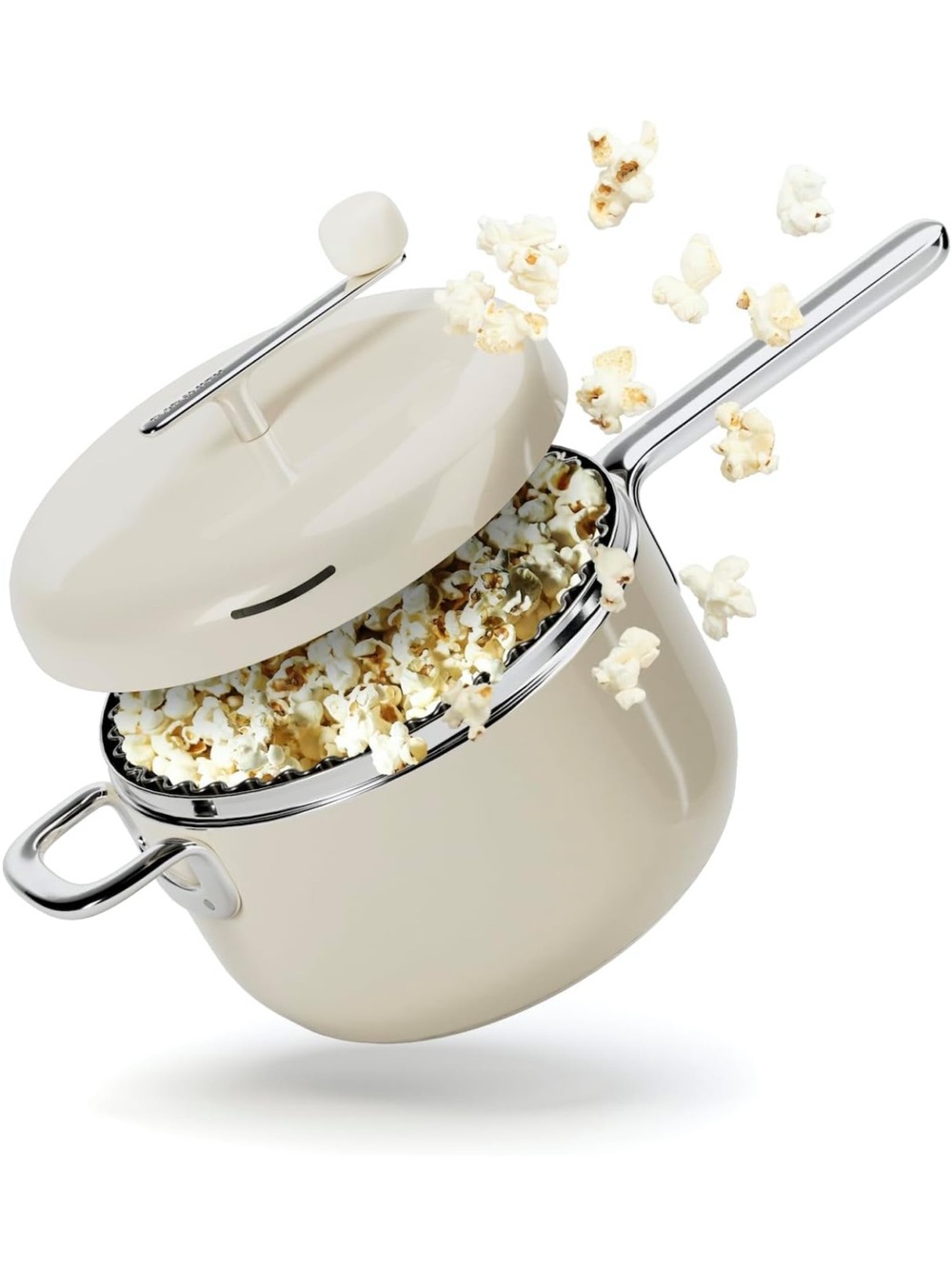 Popsmith Popcorn Popper in Cream - 6 Qt Stovetop Stainless Steel Popcorn Machine - Picture 6 of 8